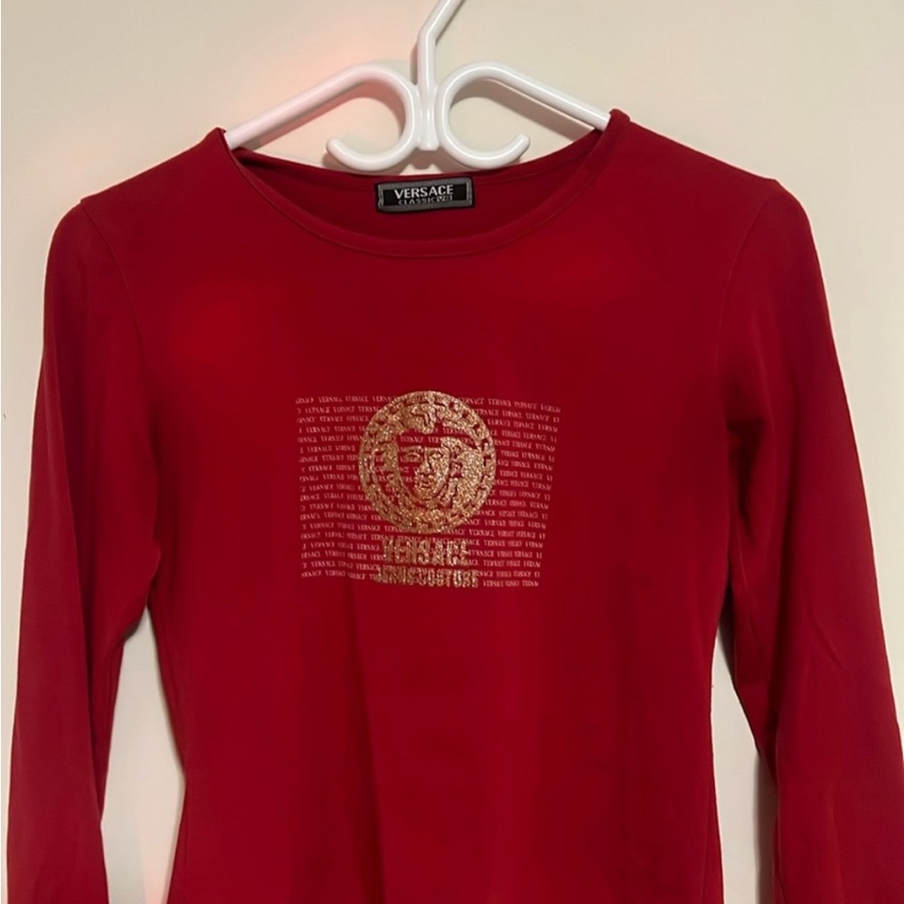 Vintage Versace red long sleeve top